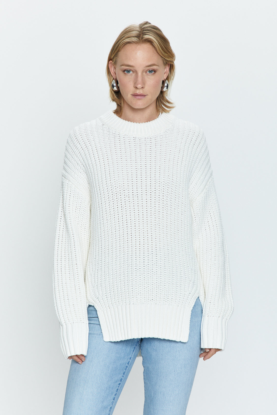 Helene Split Hem Sweater - Ecru
            
              Sale